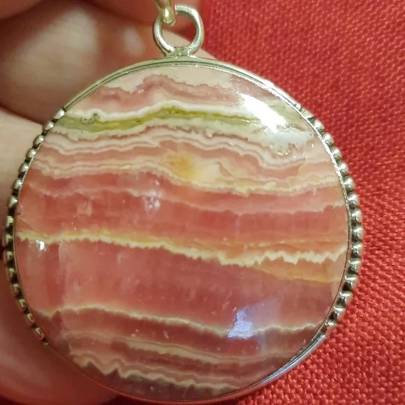 Rhodochrosite sterling silver pendant - Picture 3 of 6